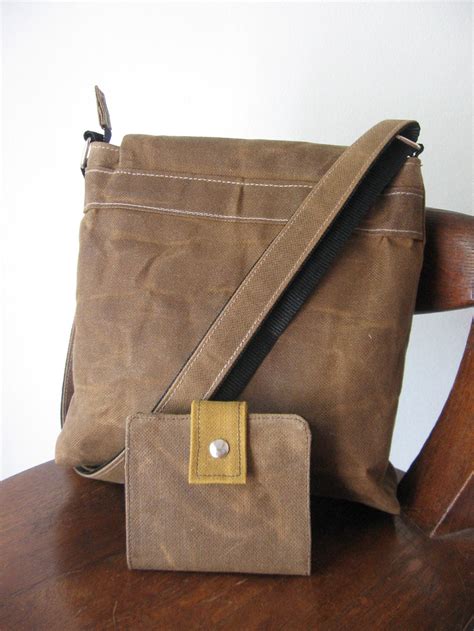 Waxed Canvas Crossbody Bag Waxed Canvas Purse Bag And Wallet Etsy