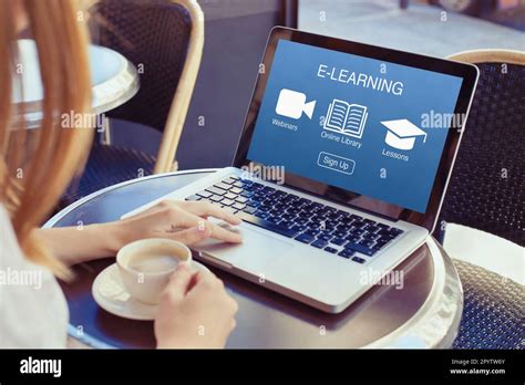 E Learning And Online Education Concept Student Searching Webinars And