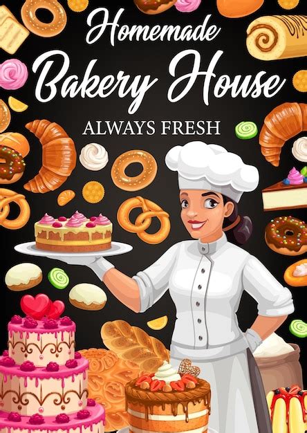 Premium Vector Bakery House Vector Poster Confectioner Desserts