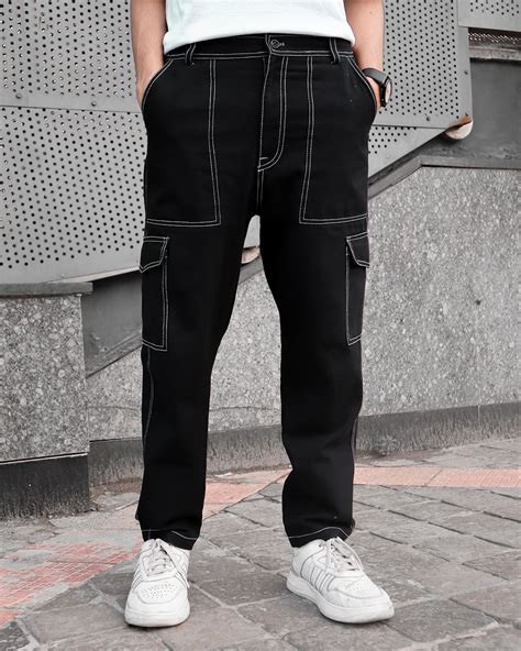 Buy Mens Black Relaxed Fit Cargo Jeans Online At Bewakoof