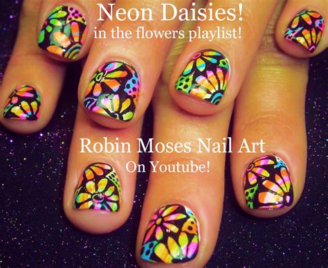 Nail Art by Robin Moses: Neon Flower Nail art to Brighten up your day ...