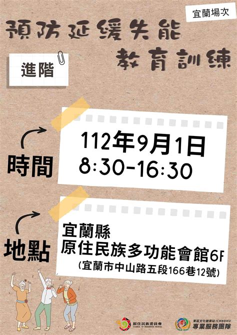 【進階】預防及延緩失能活動 宜蘭場次 東區文化健康站專業服務團隊