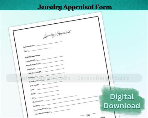 Jewelry Appraisal Printable Appraisal Appraisal Form For Jewelers And