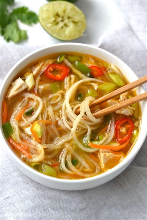 Spicy Asian Chicken Veggie And Noodle Soup Every Last Bite