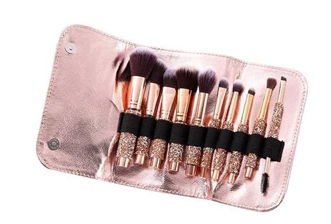 Rhinestone Makeup Brushes Set 10 Piece Essentials Makeup Brushes Foundation Powder