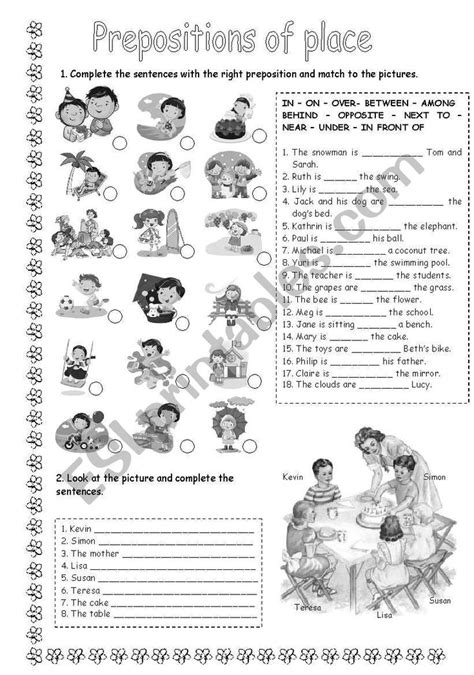 Prepositions Of Place Exercises Esl Worksheet By Silviapatti Worksheets Prepositions