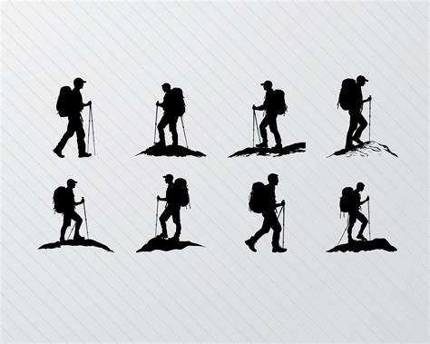 Hiking Silhouette Hiking Svg Bundle Hiking Clipart Hiking Png Hiker