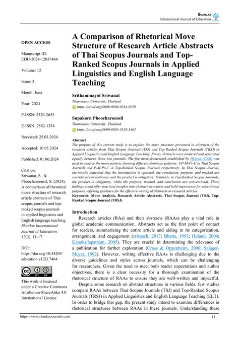 PDF A Comparison Of Rhetorical Move Structure Of Research Article