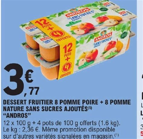 Promo Dessert Fruitier Pomme Poire Pomme Nature Sans Sucres