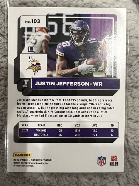 Panini Donruss Press Proof Red Justin Jefferson For Sale