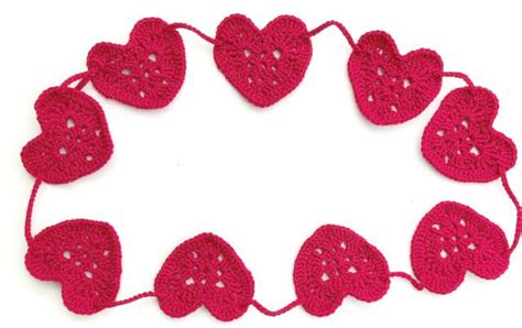 Crochet Heart Garland Crochet Valentines Day Pattern Etsy