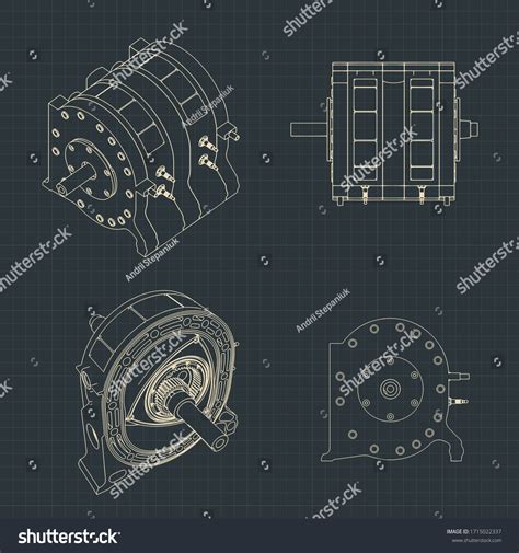 Stylized Vector Illustration Rotary Engine Drawings Stock Vector