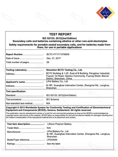 IEC 62133 Lithium Ion Battery Testing And Certification 50 OFF