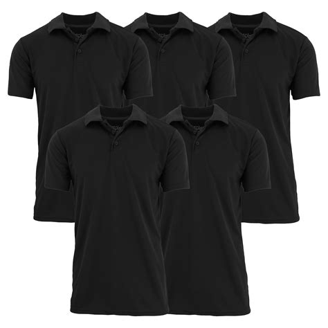 5 Pack Mens Dry Fit Polo Shirt Moisture Wicking Cool And Comfortable S 3xl