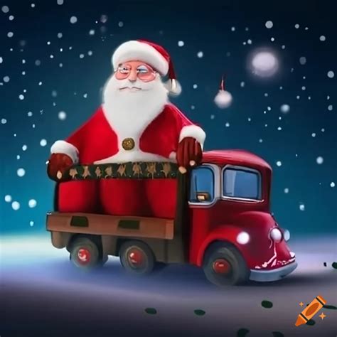 Animated Image Of Santa Driving A Truck