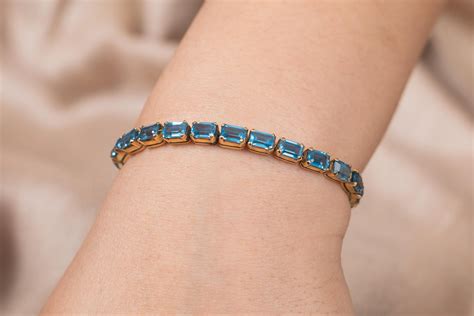 18K Yellow Gold Blue Topaz Bracelet For Sale At 1stDibs Blue Topaz