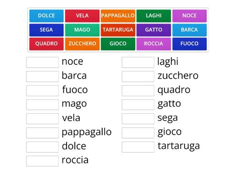 COLLEGA LE PAROLE CON LO STESSO SIGNIFICATO Match Up