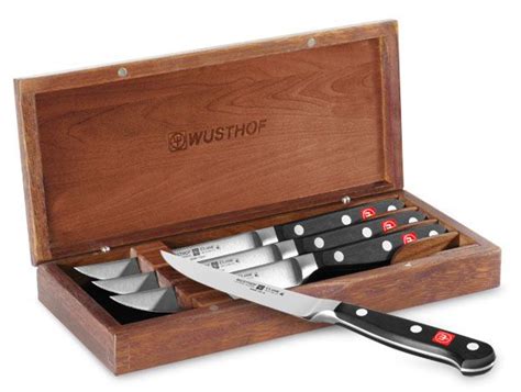 Wusthof Classic Steak Knife Set With Wood Case 4 Piece Cutlery And