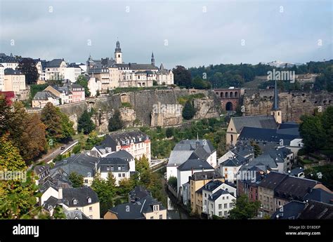 Luxembourg City capital city Luxembourg Grund old part city seen on ...