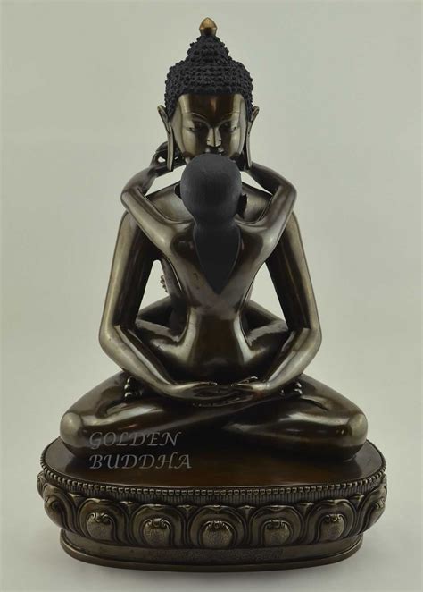 Samantabhadra Statue with Consort, Antiquated 17.5", Handmade