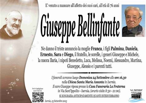 Funerali E Annunci Funebri A Isernia Giuseppe Bellinfante Funer