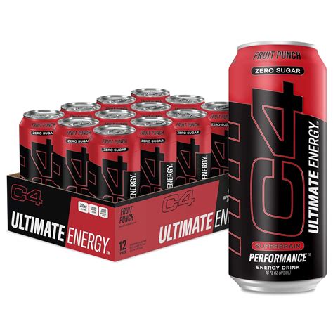 C4 Ultimate | 300mg Caffeine Sugar Free Energy Drink | Fruit Punch ...