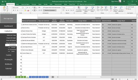 Planilha De Cadastro E Controle De Funcion Rios Em Excel Planilhas