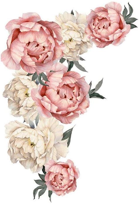 Flowers Wall Sticker Peony Rose Outivity Waterproof PVC Wall Decals