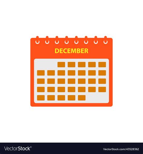 December Calendar Icon Set Flat Style Eps Vector Image