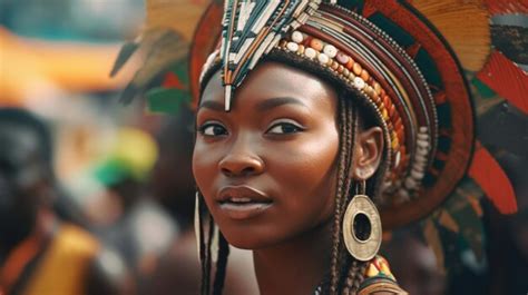 Premium Photo Beautiful African American Woman Wears Traditional Clothes