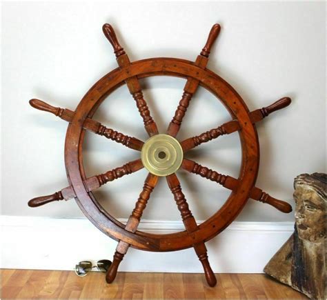 36 Inch Big Ship Steering Wheel Wooden Antique Teak Brass Nautical