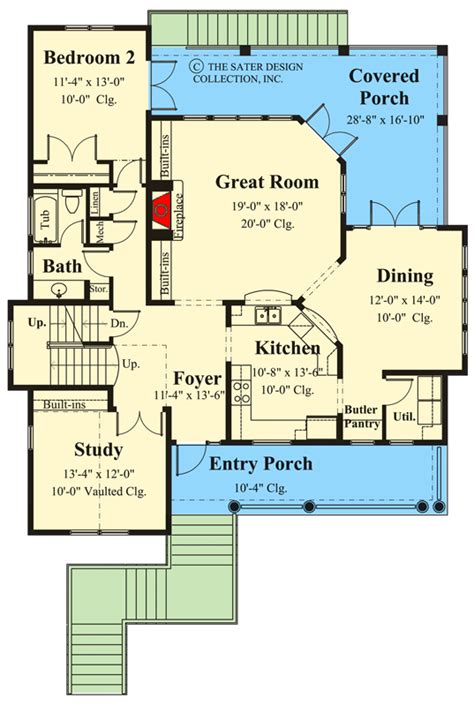 Tidewater Inspired House Plan With 2 Story Great Room 2534 Sq Ft 340016str Architectural