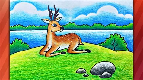 Deer Easy Forest Pencil Drawing - img-cahoots