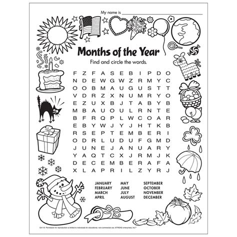 Free Printable Months Of The Year Word Search — Trend Enterprises Inc