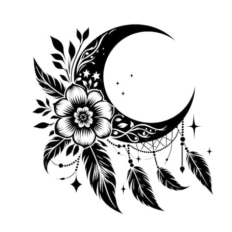 Premium Vector Floral Crescent Moon Svg Clipart Design