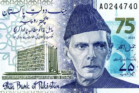 Fragment of Pakistan Banknote with Muhammad Ali Jinnah Portrait. Stock ...