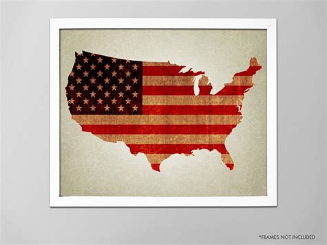 United States Map Art Print America Map Poster Usa Map Etsy