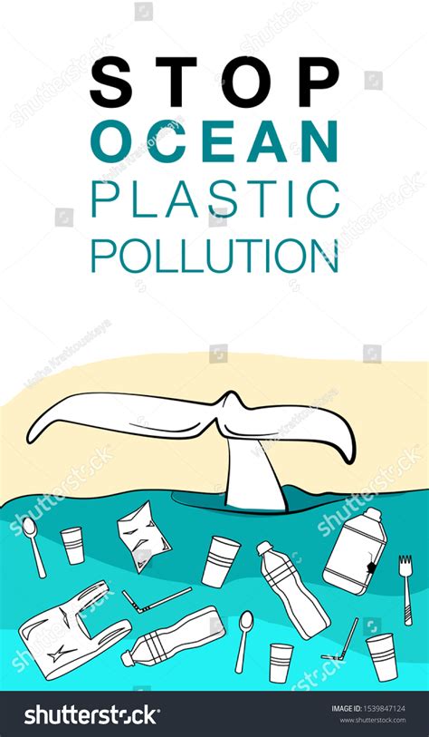 Stop Ocean Plastic Pollution Ecological Poster Royalty Free Stock