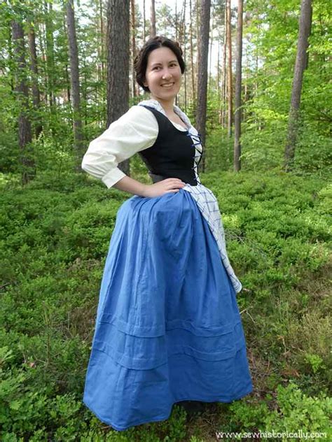 Historical Peasant Woman Outfit Unboned Stays Bumroll Corded