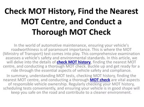 Ppt Check Mot History Find The Nearest Mot Centre And Conduct A