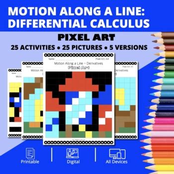 Patriotic Derivatives Motion Along A Line Pixel Art Activity By Qwizy