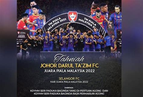 Piala Malaysia Agong Permaisuri Zahir Ucapan Tahniah Kepada JDT