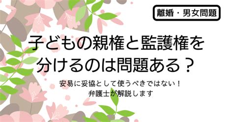 子どもの親権と監護権を分けるのは問題ある？ 弁護士が解説します くずは凛誠法律事務所 法律情報ブログ