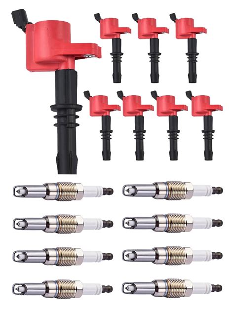 Set Of 8 Isa Red Color Ignition Coils And 8 Isa Brand Spark Plugs Compatible With 2007 2008 Ford