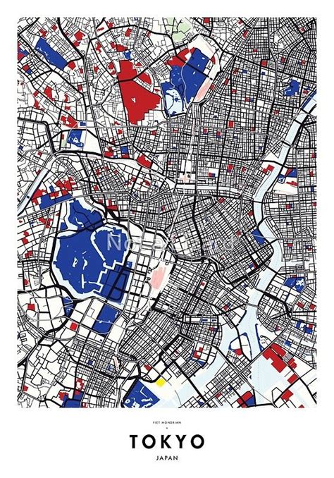 Tokyo (Japan) Map x Piet Mondrian Tokyo Japan Map, Tokyo City, Maps ...