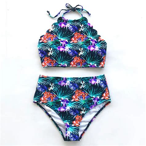 Cupshe Flourishing Life High Waisted Bikini Set Women Summer Swimsuit