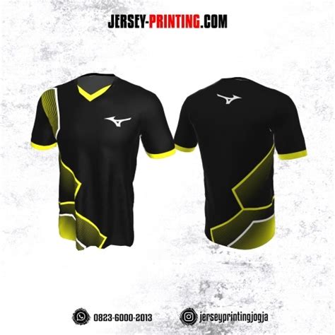 Jersey Badminton Hitam Corak Kuning Putih Jersey Printing Bikin