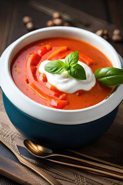 Premium Ai Image A Comforting Bowl Of Creamy Tomato Soup Made With