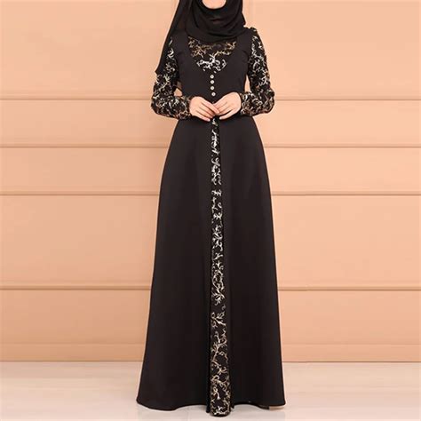 Abaya mulheres muçulmano maxi vestido elegante floral impressão plus