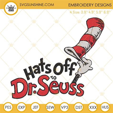 Dr Seuss Hat Embroidery Design Hats Off To Dr Seuss Embroidery Design File